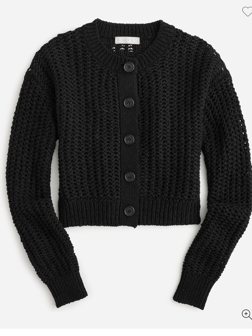 J.Crew Black Cropped Button-Front Knit Sweater New with Tags size medium